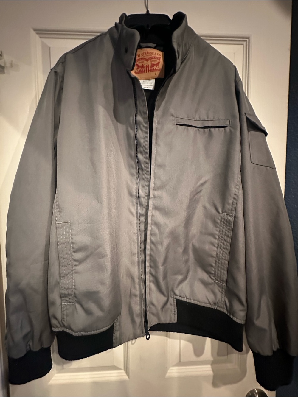 Levi's Men's Gray Bomber Jacket with Ribbed Hem